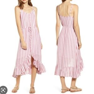 Rails Frida Ruffled Sundress Red Stripes Linen L